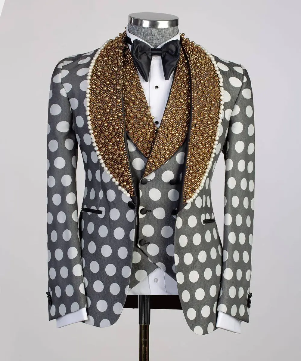 Men's 3 Piece Tuxedo Stone Detailed Collar — photograph 1