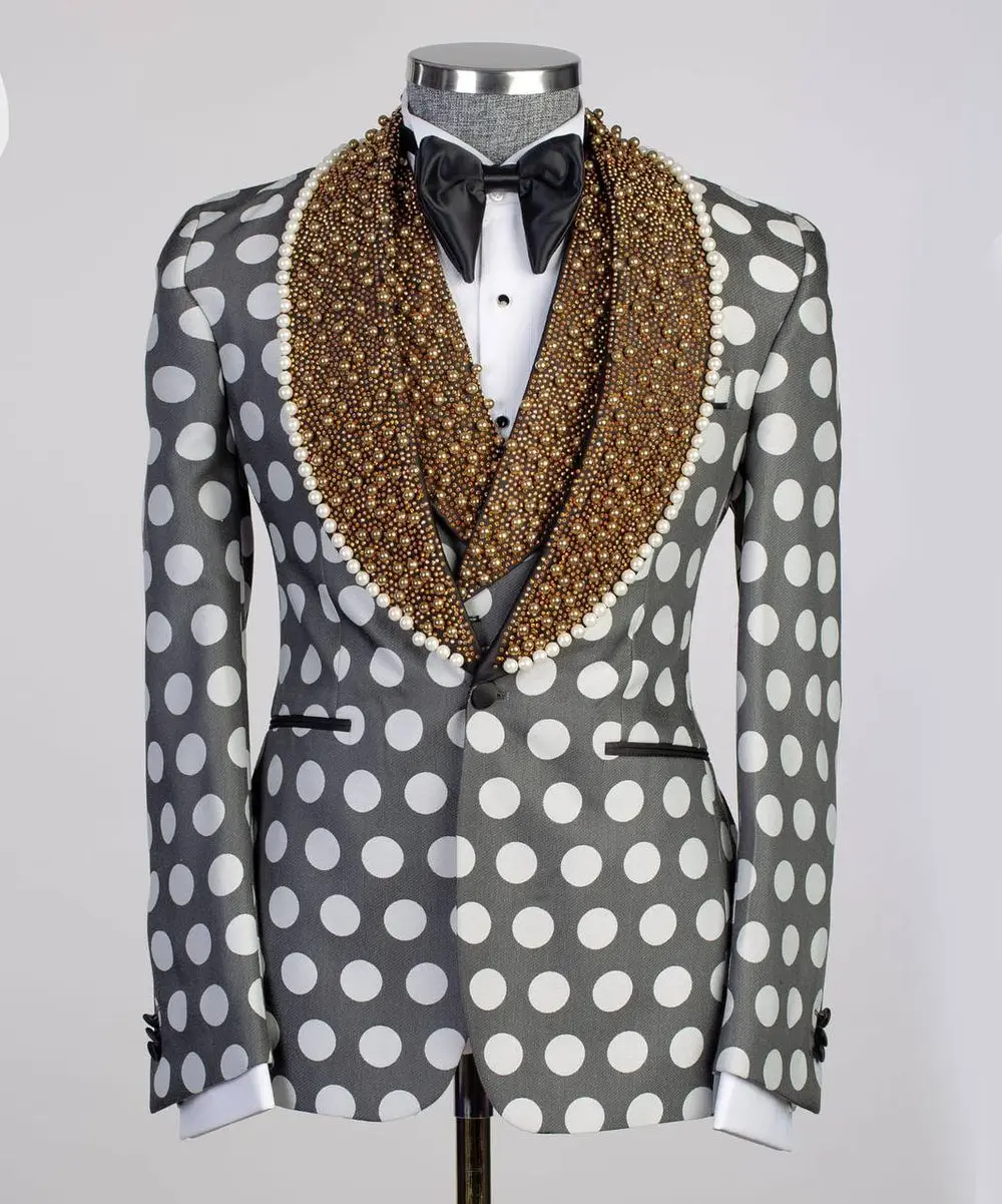 Men's 3 Piece Tuxedo Stone Detailed Collar — photograph 2