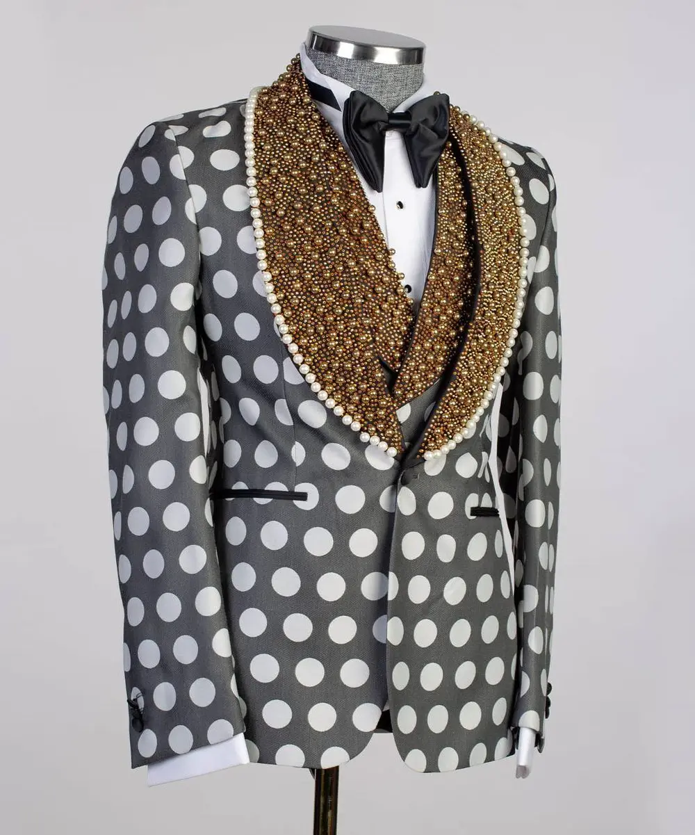 Men's 3 Piece Tuxedo Stone Detailed Collar — photograph 3