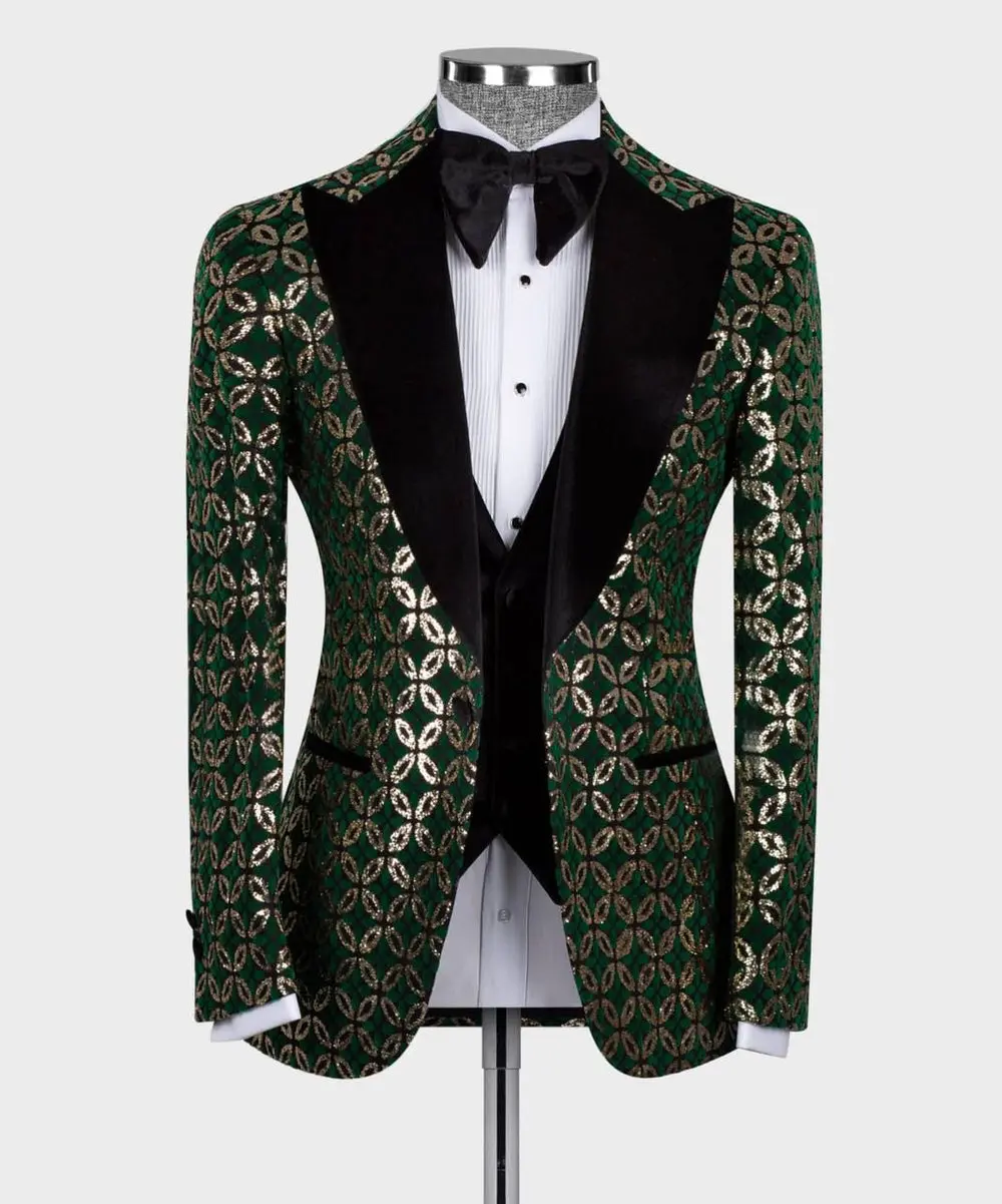 Men's 3 Piece Velvet Shiny Tuxedo — photograph 1