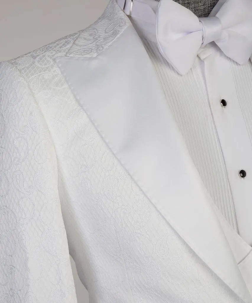 White Tuxedo 3 Piece Floral Design — photograph 2