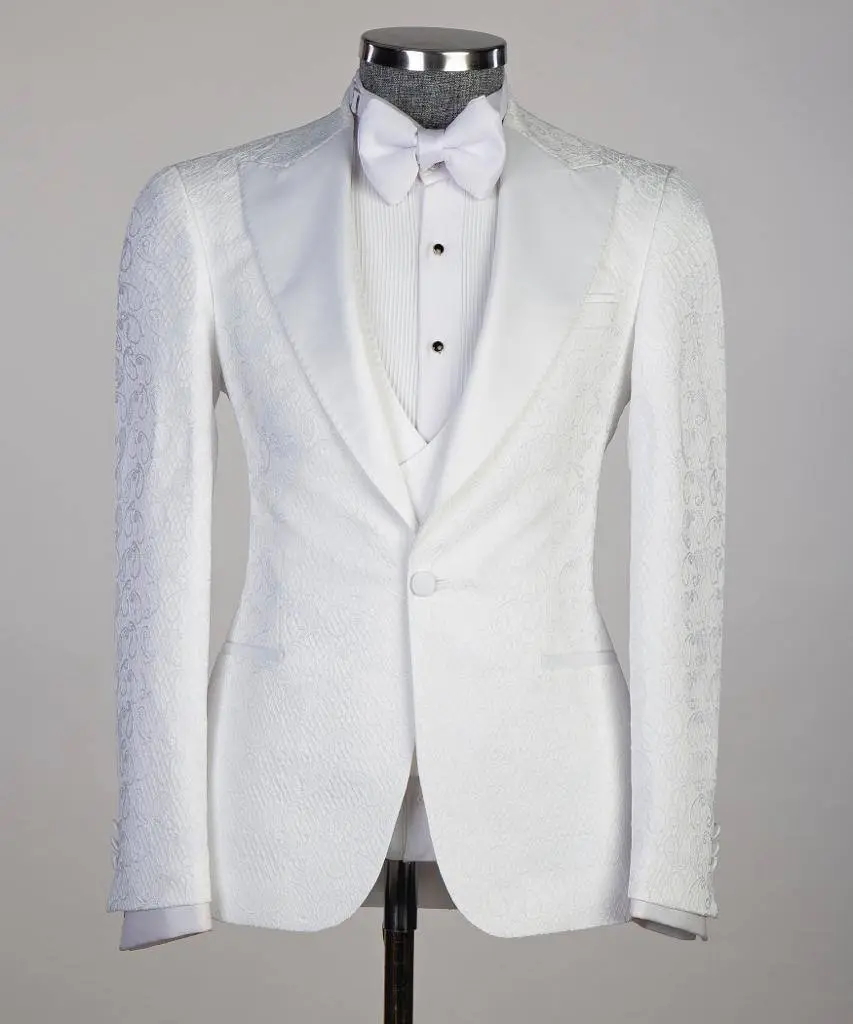 White Tuxedo 3 Piece Floral Design — photograph 3
