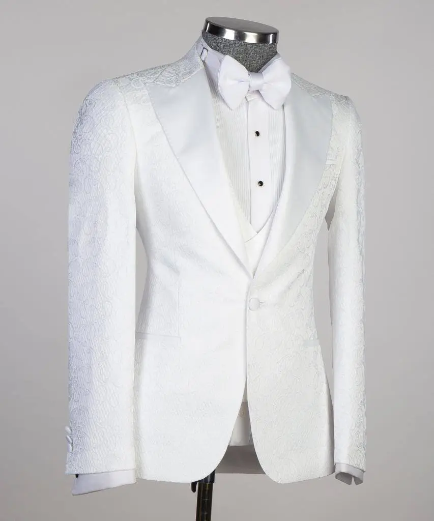 White Tuxedo 3 Piece Floral Design — photograph 4