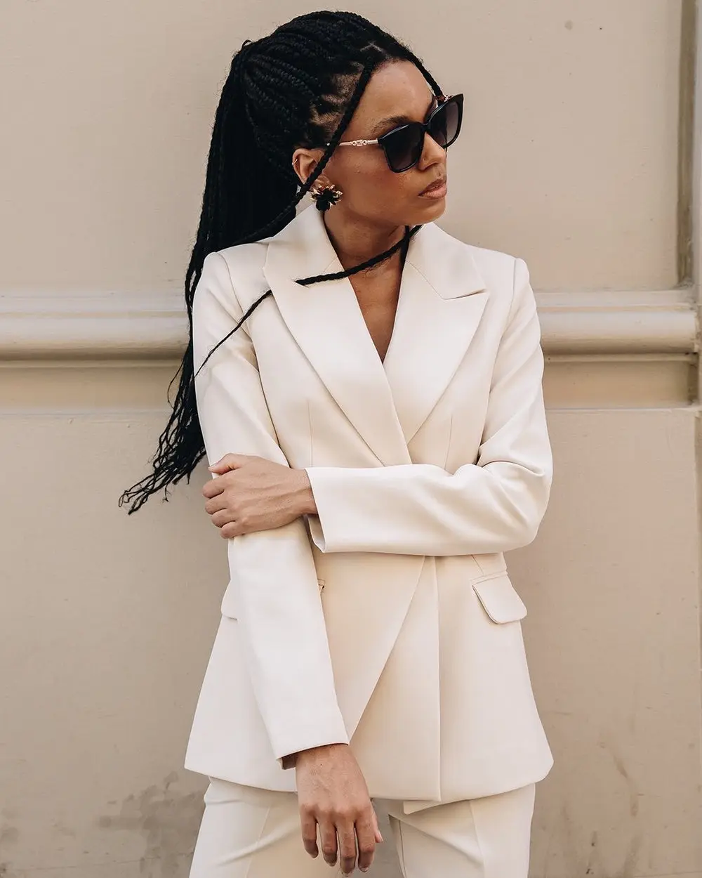 Women's 2 Piece Suit Set- Beige — photograph 2