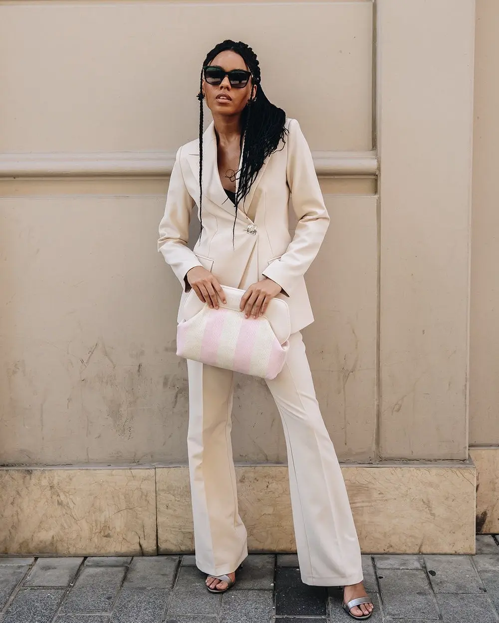 Women's 2 Piece Suit Set- Beige — photograph 3