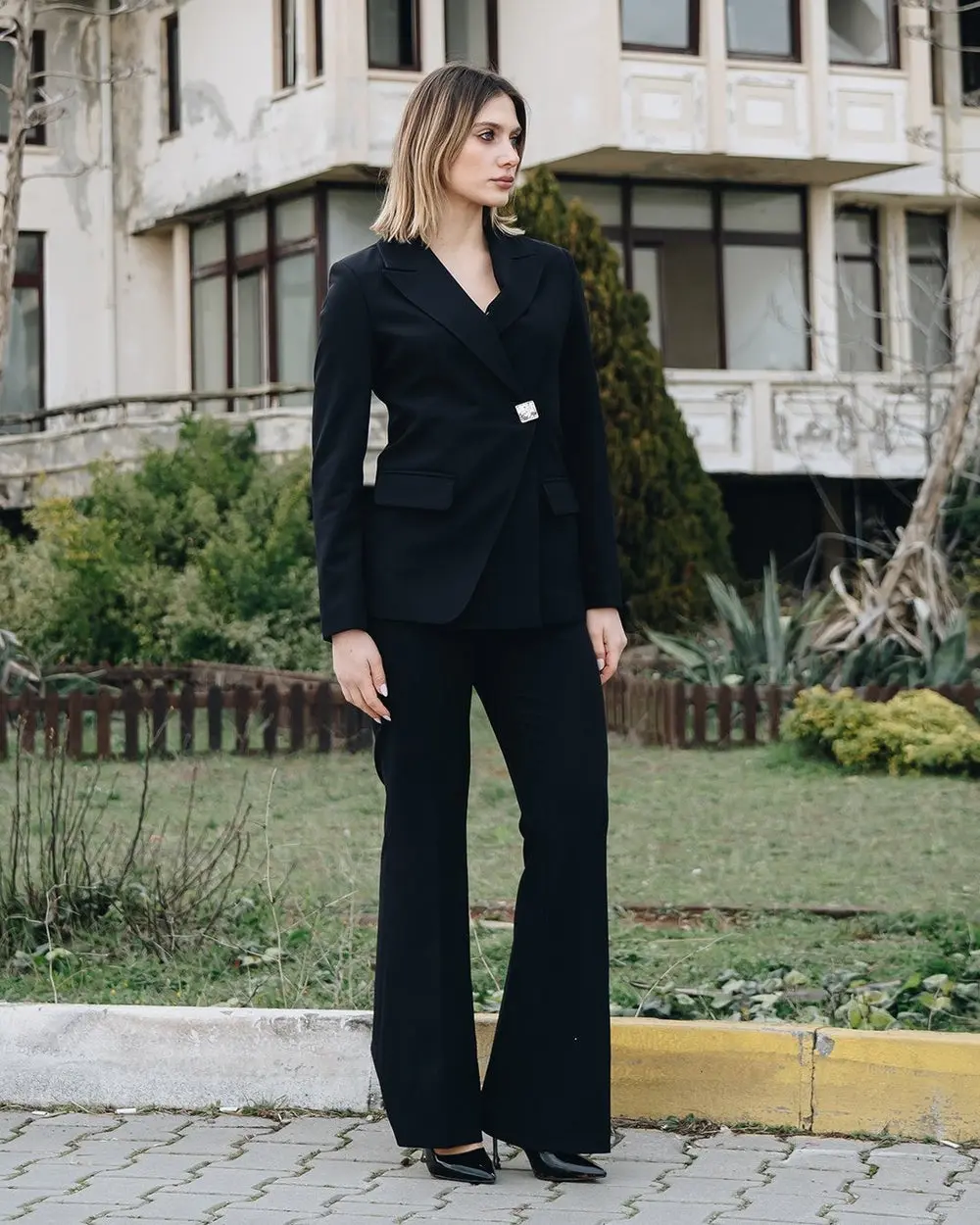 Women's 2 Piece Suit Set- Black — photograph 4