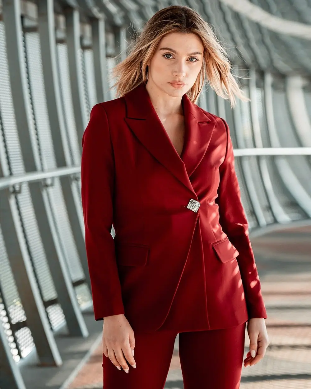 Women's 2 Piece Suit Set- Red — photograph 2