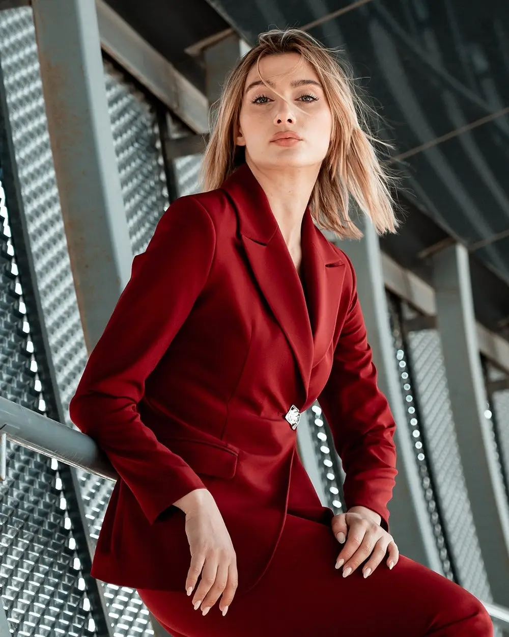Women's 2 Piece Suit Set- Red — photograph 3