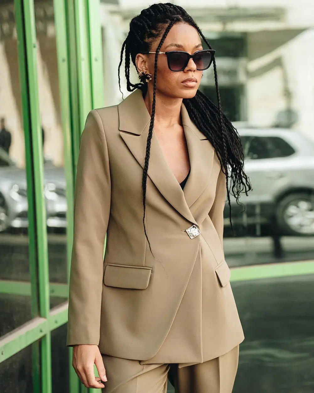 Women's 2 Piece Suit Set- Stone Beige — photograph 2