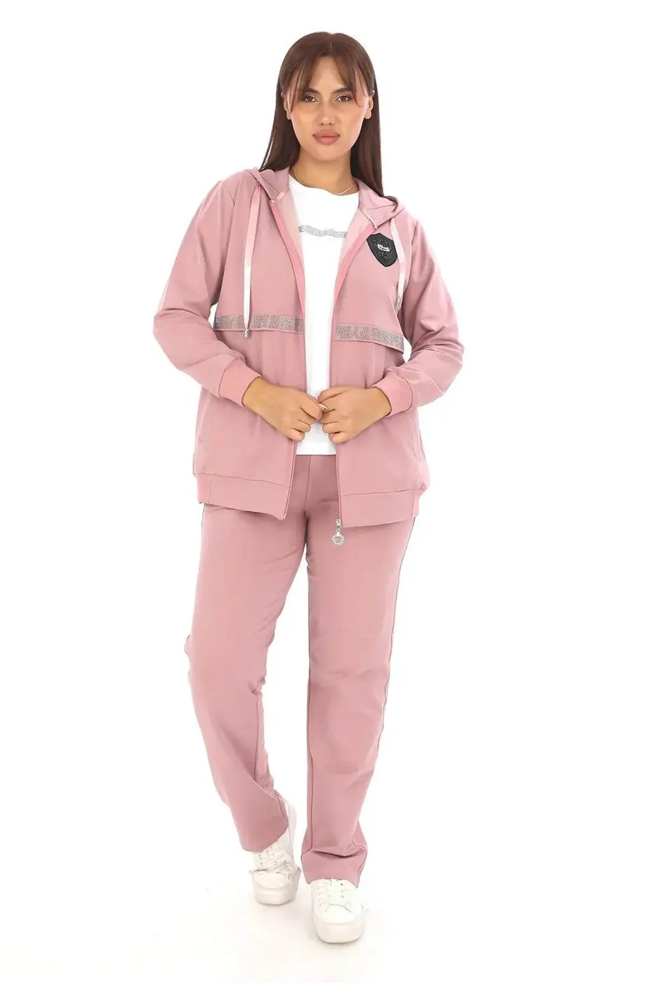 Women's 3-Piece Pink Tracksuit Set — photograph 1