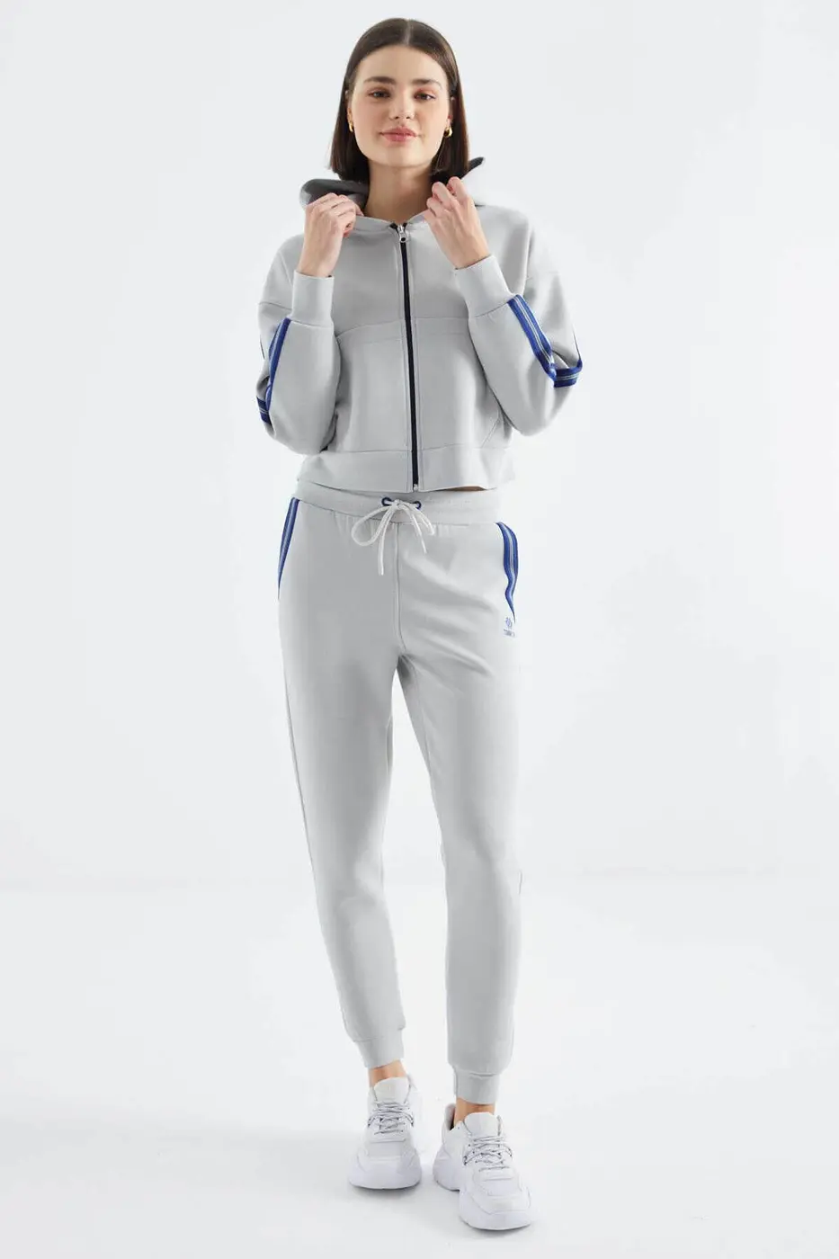 Women's Light Grey Zip-Up Tracksuit Set — photograph 1