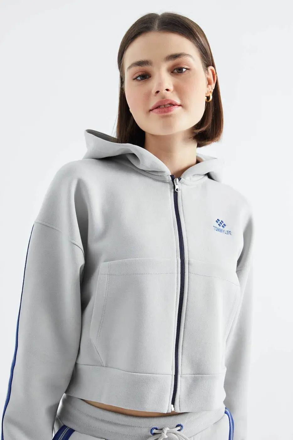 Women's Light Grey Zip-Up Tracksuit Set — photograph 2