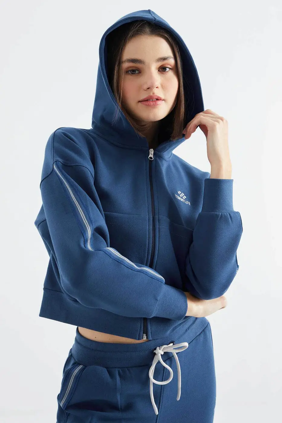 Women's Blue Zip-Up Tracksuit Set — photograph 6