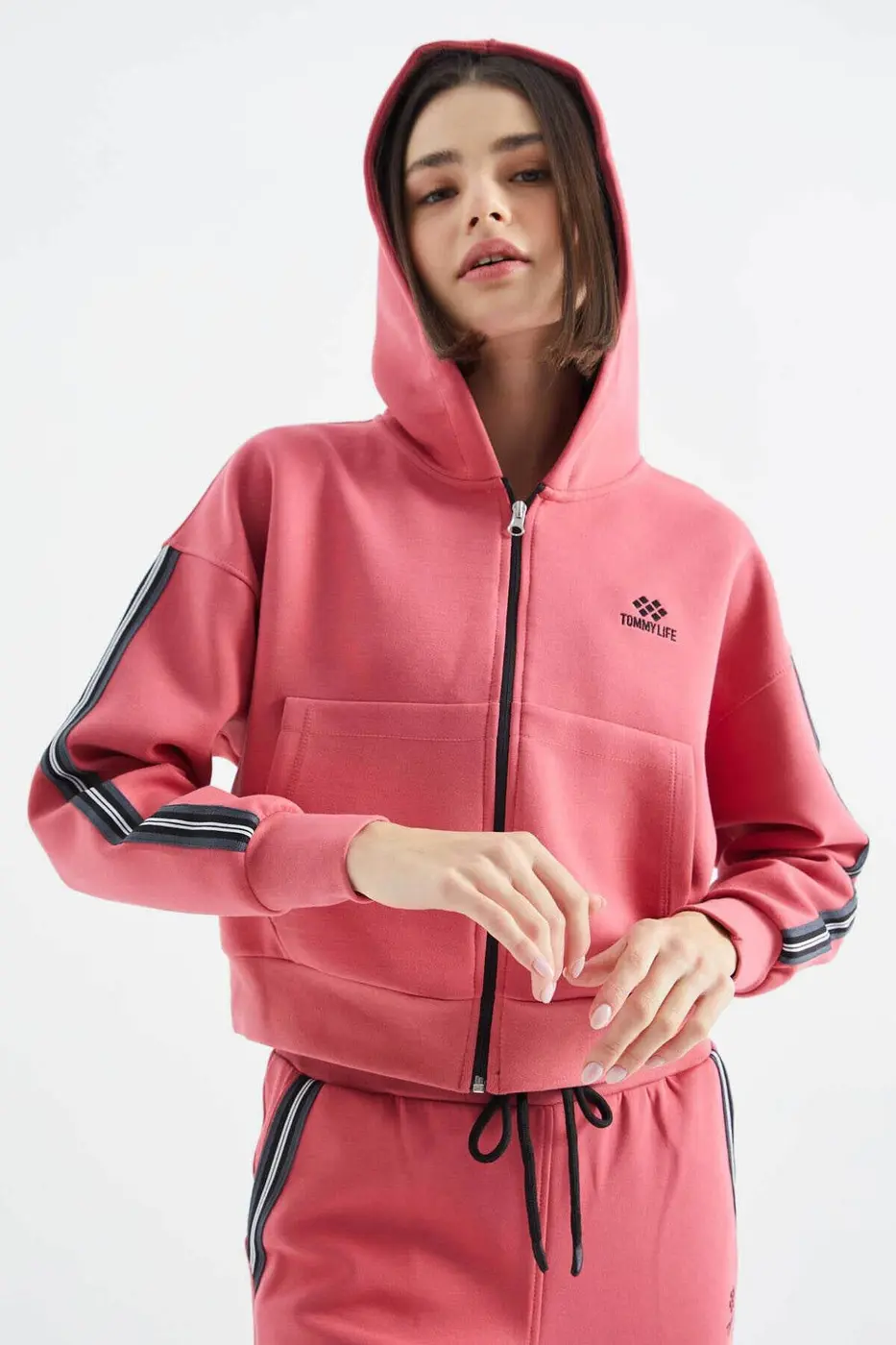 Women's Pink Zip-Up Tracksuit Set — photograph 4
