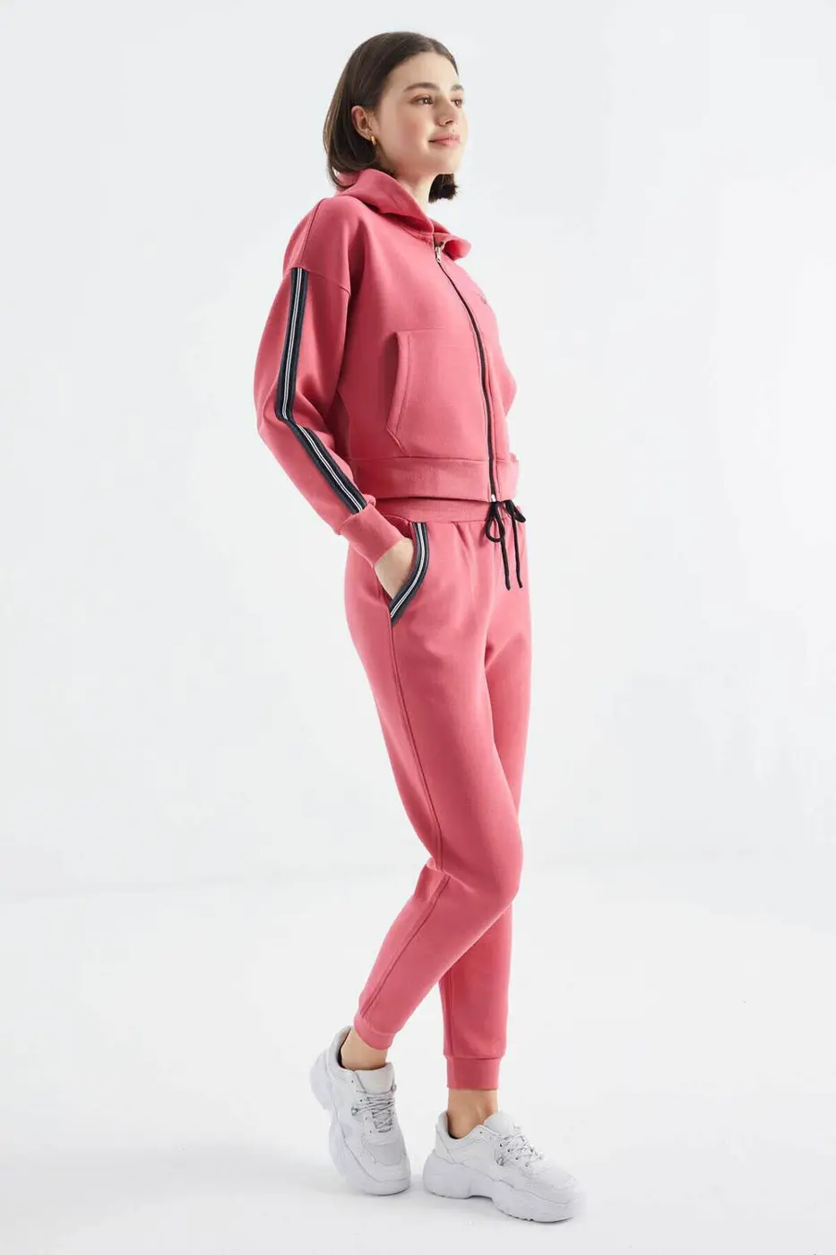 Women's Pink Zip-Up Tracksuit Set — photograph 6